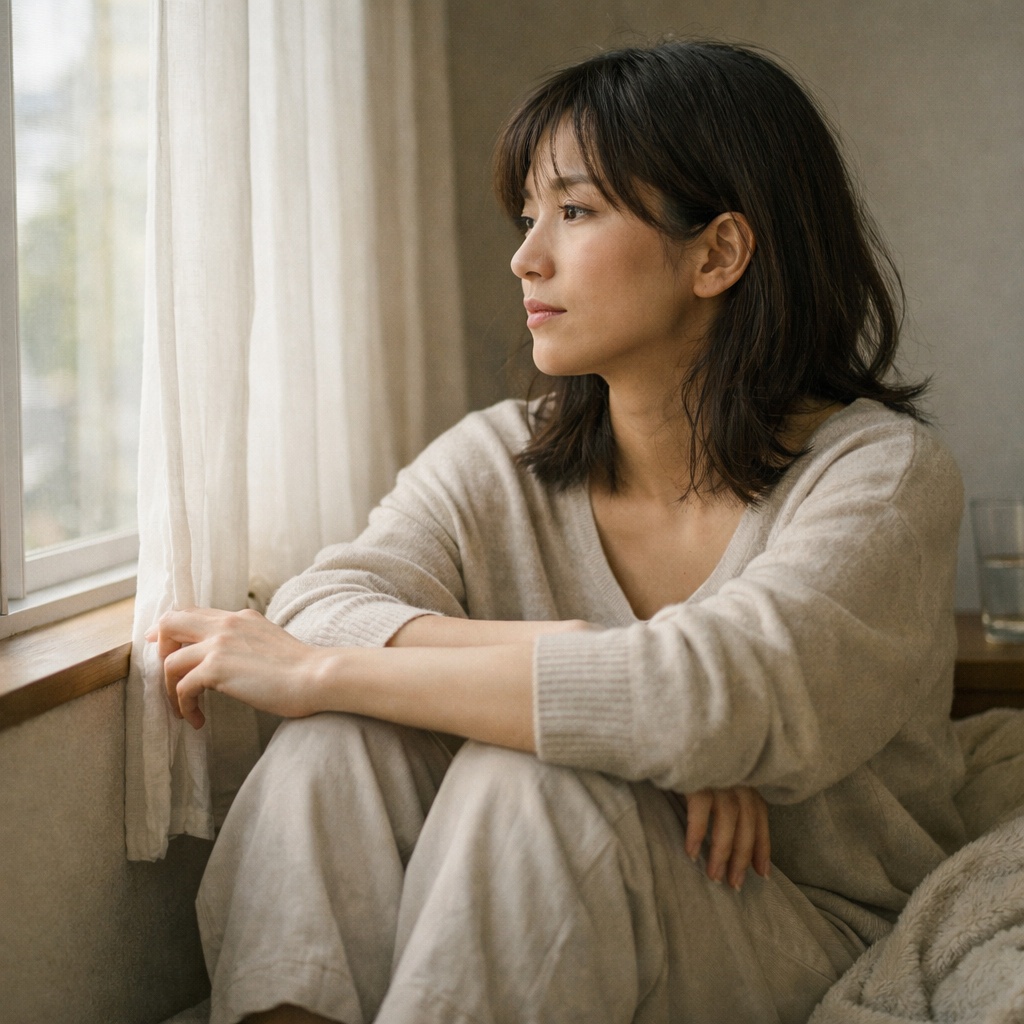 未来に迷いを感じる女性のイメージ